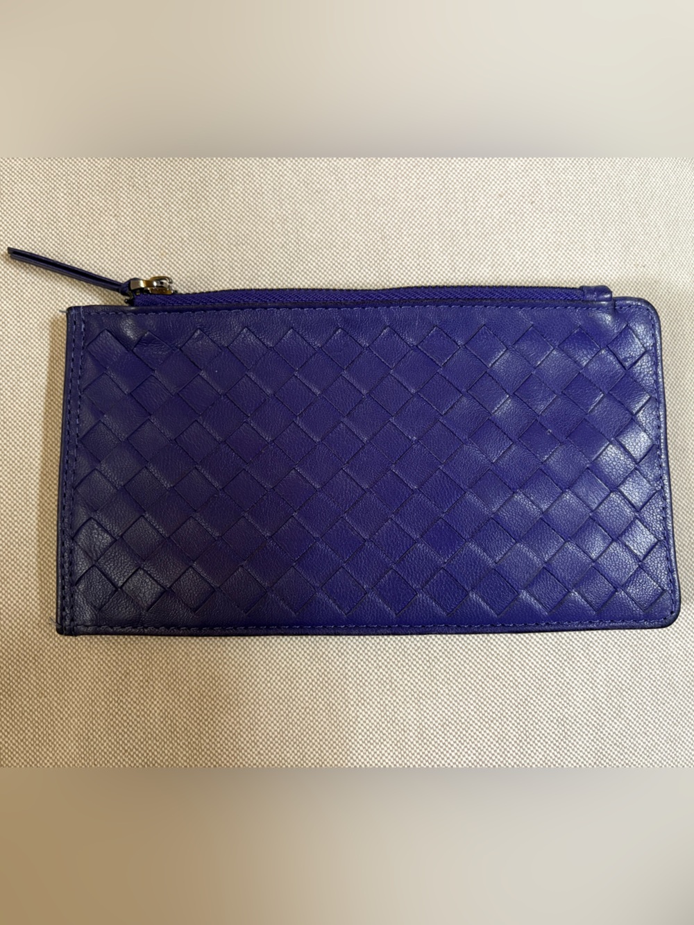Beautiful Dark Purple Woven Leather Zip Wallet w/ many credit cards compartments